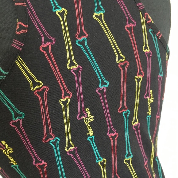 Emily the Strange Black Bone Print Tank Top, S - Picture 6 of 11